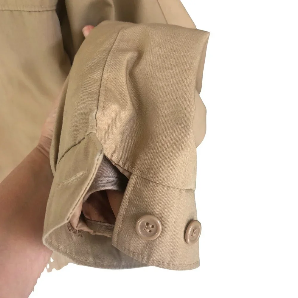 London Fog Beige Car Coat Men’s Medium Vintage Rain Jacket Plaid Lining